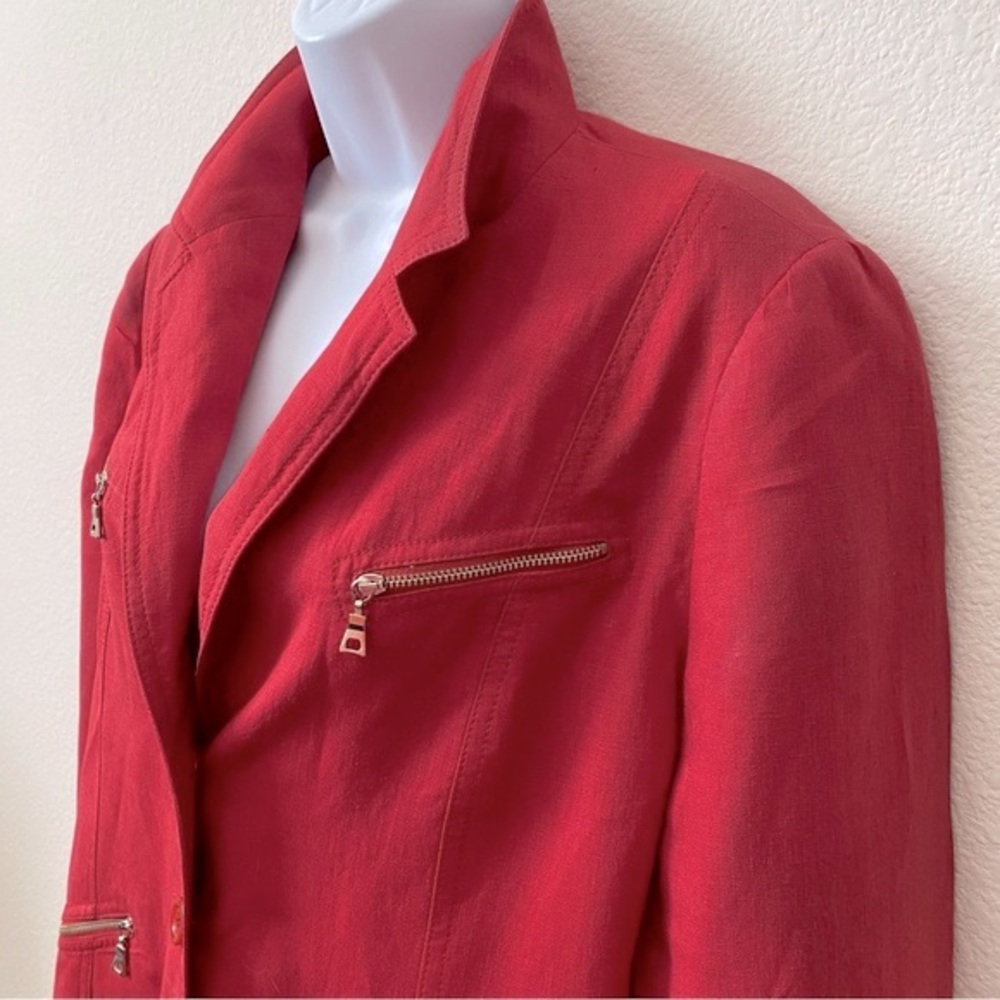 Chopin Roma, Zippered Pocket Linen Blazer